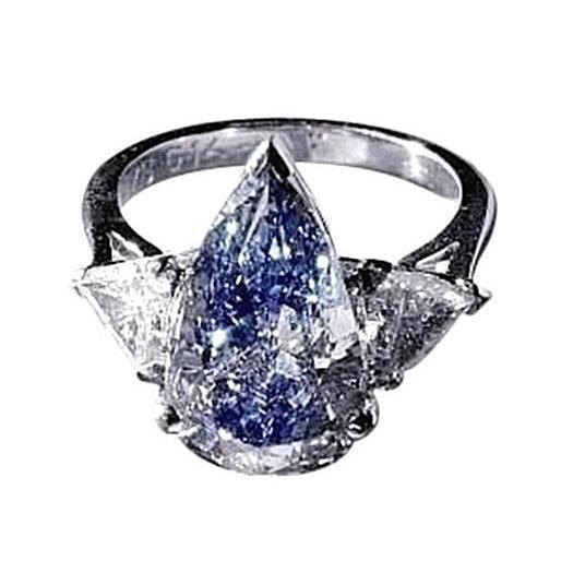 2.70 Ct. Blue & White Diamonds Anniversary Ring Gold Three Stone - Gemstone Ring-harrychadent.ca