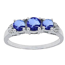 2.76 Ct Ceylon Sapphire Round Diamond Ring White Gold 14K