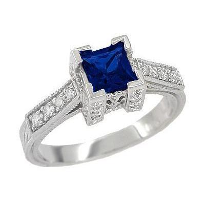 2.80 Ct Ceylon Sapphire And Diamond Ring 14K White Gold - Gemstone Ring-harrychadent.ca