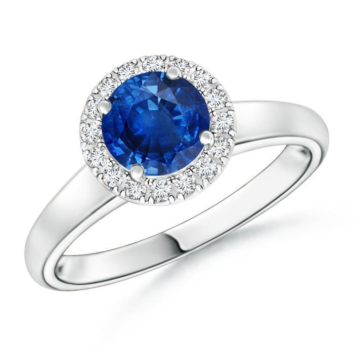 2.80 Ct Solitaire With Accents Ceylon Sapphire Diamonds Ring WG 14K - Gemstone Ring-harrychadent.ca