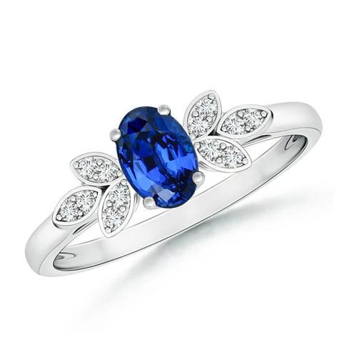 2.85 Carats Ceylon Blue Sapphire And Diamonds Ring White Gold 14K - Gemstone Ring-harrychadent.ca
