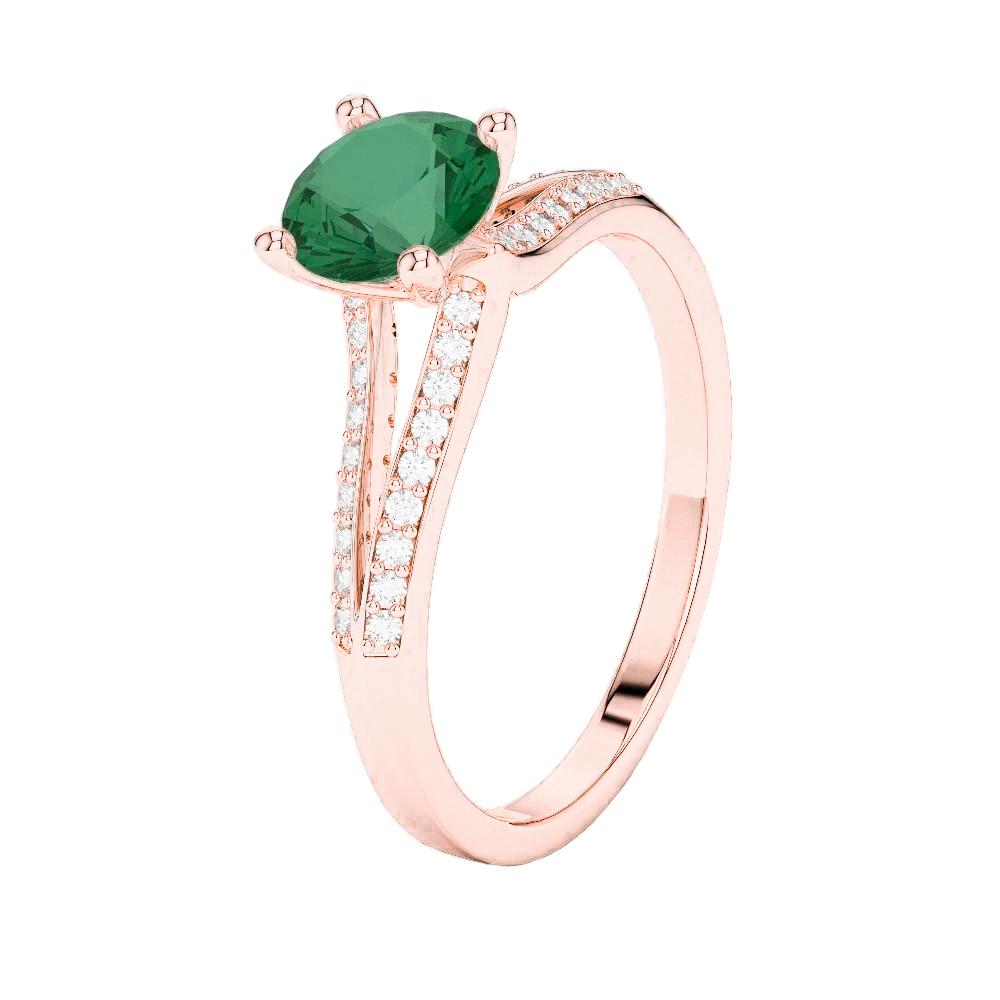 2.85 Ct Round Cut Green Emerald With Diamond 14K Rose Gold - Gemstone Ring-harrychadent.ca