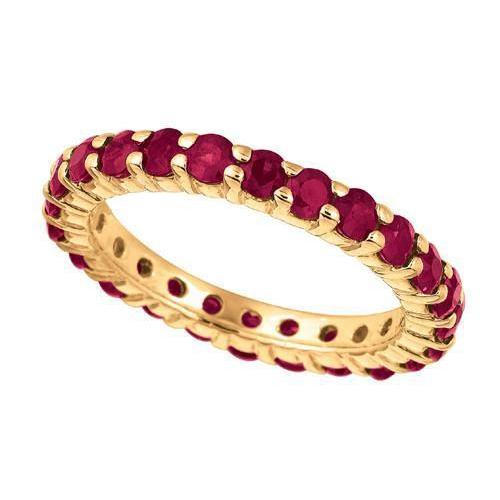 2.88 Carat Round Ruby Eternity Band YG 14K New Ring Prong Setting - Gemstone Ring-harrychadent.ca