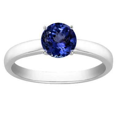 2 Carat Tanzanite Solitaire Ring New Solid 14K White Gold - Gemstone Ring-harrychadent.ca