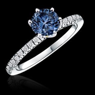 2 Carats Blue Diamond Engagement Ring 6 Prong Gemstone - Gemstone Ring-harrychadent.ca