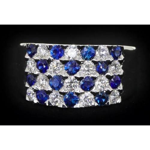 2 Carats Blue Sapphire Stones Anniversary Ring Thick Shank - Gemstone Ring-harrychadent.ca