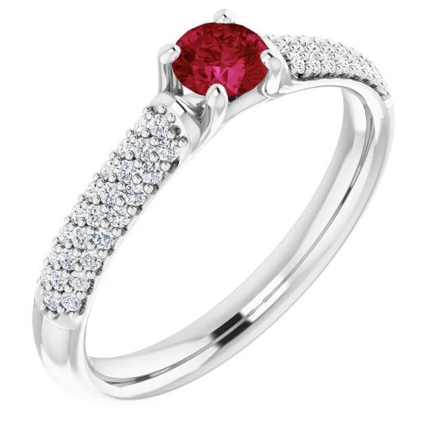 2 Carats Pave Diamond Ruby Ring White Gold 14K - Gemstone Ring-harrychadent.ca