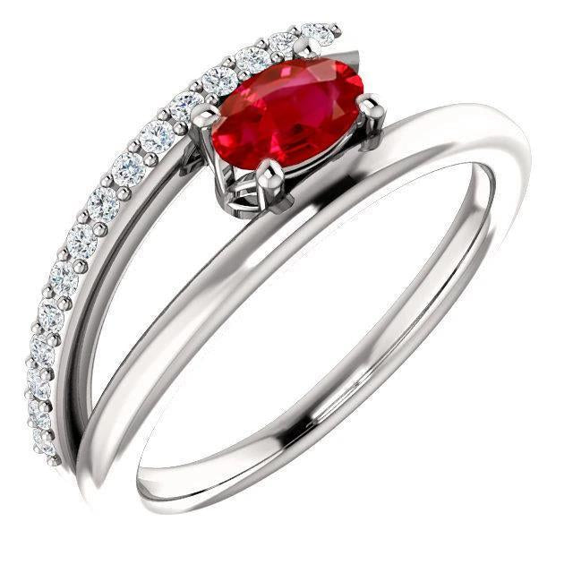 2 Carats Red Ruby With Diamonds Ring White Gold 14K - Gemstone Ring-harrychadent.ca