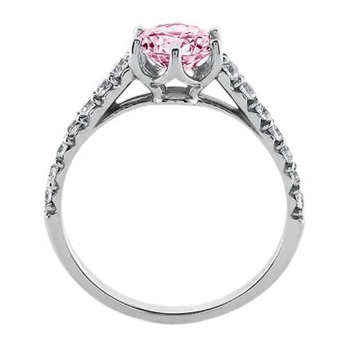 2 Carats Round Pink Sapphire Gemstone Engagement Ring WG 14K - Gemstone Ring-harrychadent.ca