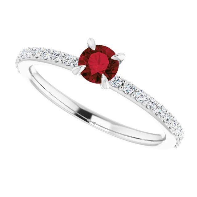 2 Carats Ruby Stone and Diamonds Ring White Gold 14K - Gemstone Ring-harrychadent.ca