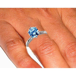 2 Ct Blue Natural Earth Mined Diamond Engagement Gemstone Ring White Gold