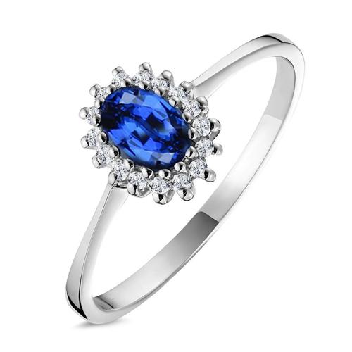 2 Ct Ceylon Sapphire With Diamond Anniversary Ring White Gold 14K - Gemstone Ring-harrychadent.ca