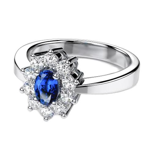 2 Ct Sri Lankan Sapphire And Diamond Anniversary Ring White Gold 14K - Gemstone Ring-harrychadent.ca