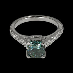 2 Cts. Blue Radiant Natural Earth Mined Diamond Royal Gemstone Ring White Gold 14K
