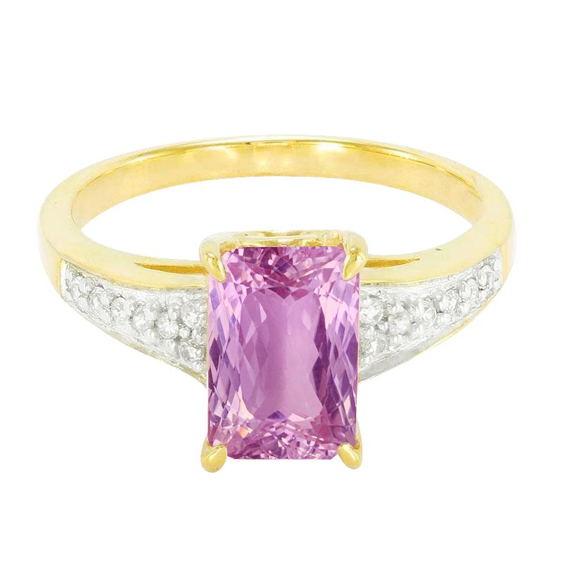 20.70 Ct Pink Kunzite And Diamonds Ring Two Tone 14K Gemstone - Gemstone Ring-harrychadent.ca