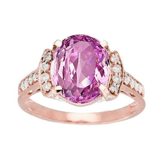 20.75 Ct Rose Gold 14K Pink Kunzite With Diamond Fine Ring Jewelry - Gemstone Ring-harrychadent.ca