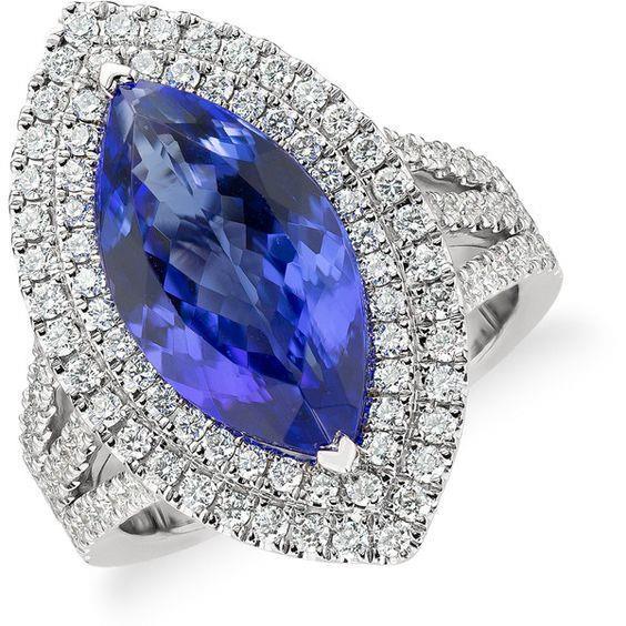 21.25 Ct Solitaire With Accent Tanzanite With Diamonds Ring Gold 14K - Gemstone Ring-harrychadent.ca