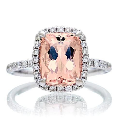 25.25 Carats Morganite And Diamonds Wedding Ring Gold White 14K - Gemstone Ring-harrychadent.ca