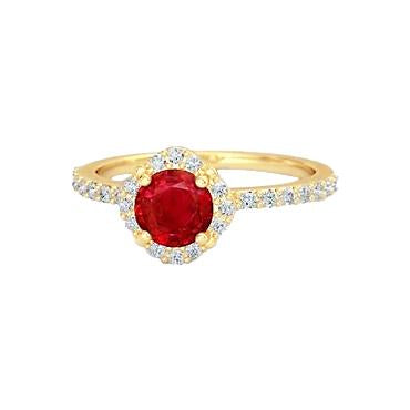 3.20 Carats Red Ruby With Diamonds Ring Yellow Gold 14K - Gemstone Ring-harrychadent.ca