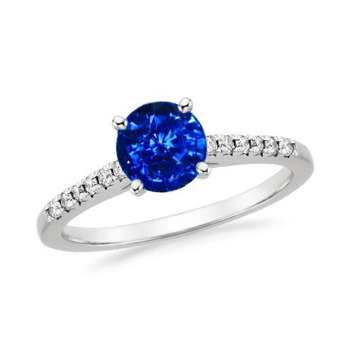 3.20 Ct Sri Lankan Sapphire And Diamonds Ring Gold 14K 4 Prong Set - Gemstone Ring-harrychadent.ca
