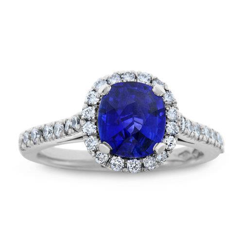 3.25 Carats Ceylon Sapphire And Diamonds Wedding Ring White Gold 14K - Gemstone Ring-harrychadent.ca