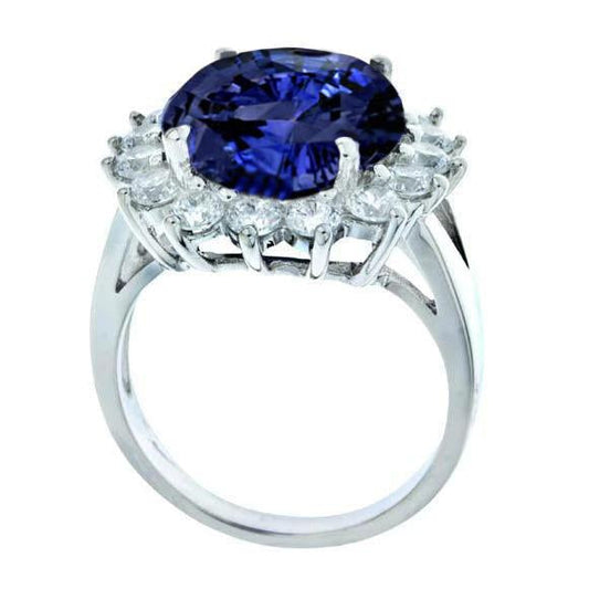 3.26 Carats Tanzanite And Round Diamonds Ring White Gold 14K - Gemstone Ring-harrychadent.ca