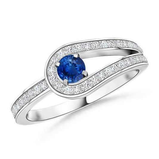 3.40 Ct Ceylon Sapphire Diamonds Wedding Ring White Gold 14K - Gemstone Ring-harrychadent.ca
