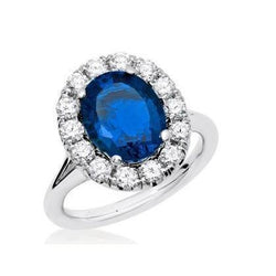 3.40 Ct Sri Lankan Sapphire And Diamonds Engagement Ring