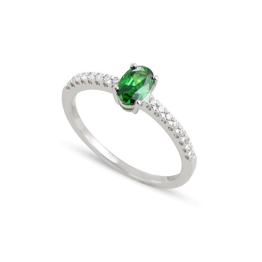 3.5 Ct Green Emerald And Diamond Wedding Ring - Gemstone Ring-harrychadent.ca