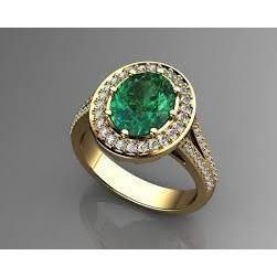 3.5 Ct Oval Cut Green Emerald With Halo Diamond Ring - Gemstone Ring-harrychadent.ca