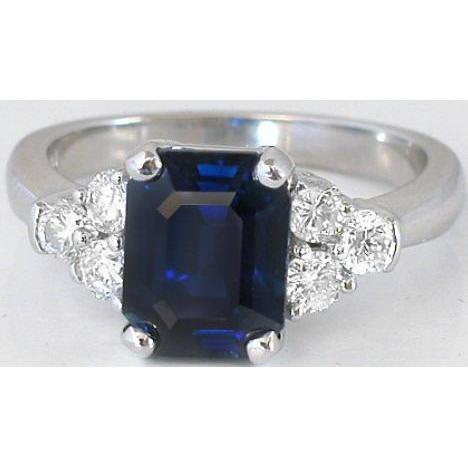 3.50 Carats Emerald Sri Lanka Sapphire Diamond Ring White Gold 14K - Gemstone Ring-harrychadent.ca
