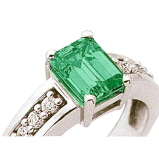 3.75 Ct Green Emerald And Diamond Ring Solitaire With Accents - Gemstone Ring-harrychadent.ca