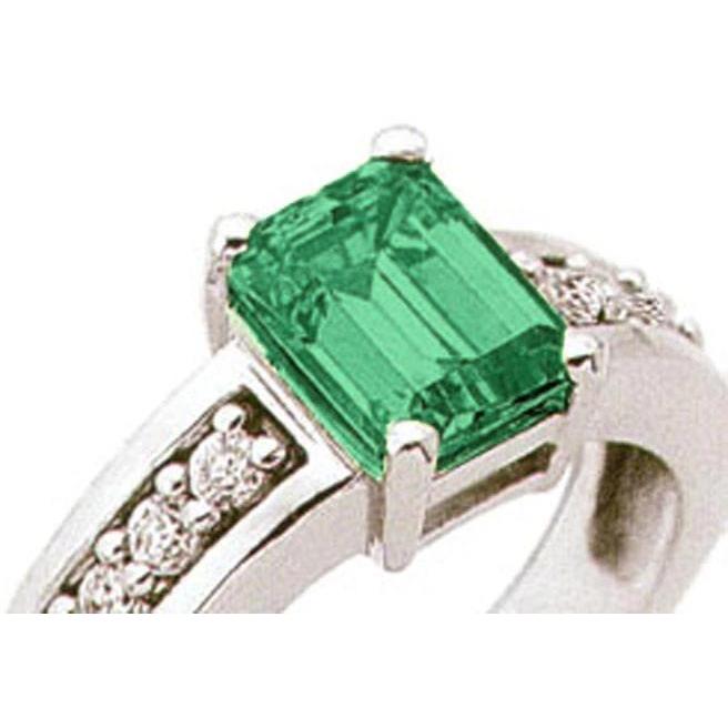 3.75 Ct Green Emerald And Diamond Ring Solitaire With Accents - Gemstone Ring-harrychadent.ca