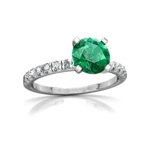 3.80 Carats Green Emerald And Diamonds Ring White Gold 14K - Gemstone Ring-harrychadent.ca