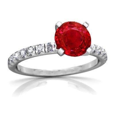 3.90 Carats Ruby And Diamonds Ring White Gold 14K Prong Set - Gemstone Ring-harrychadent.ca