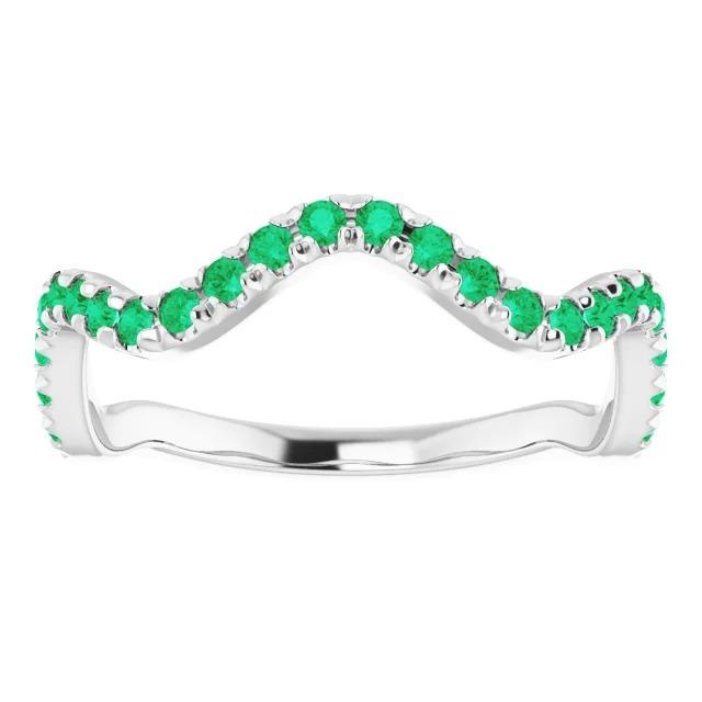 3 Carats Freeform Shank Ring Green Emerald Stones White Gold 14K - Gemstone Ring-harrychadent.ca