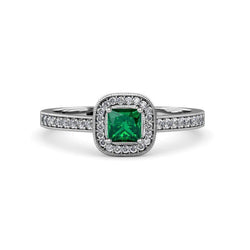 3 Carats Green Emerald With Natural Earth Mined Diamonds Wedding Ring Gold White 14K