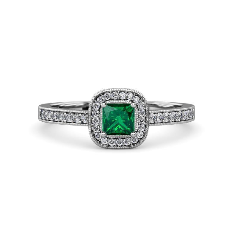 3 Carats Green Emerald With Diamonds Wedding Ring Gold White 14K - Gemstone Ring-harrychadent.ca