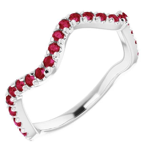 3 Carats Ring Freeform Shank Ruby Stones White Gold 14K - Gemstone Ring-harrychadent.ca