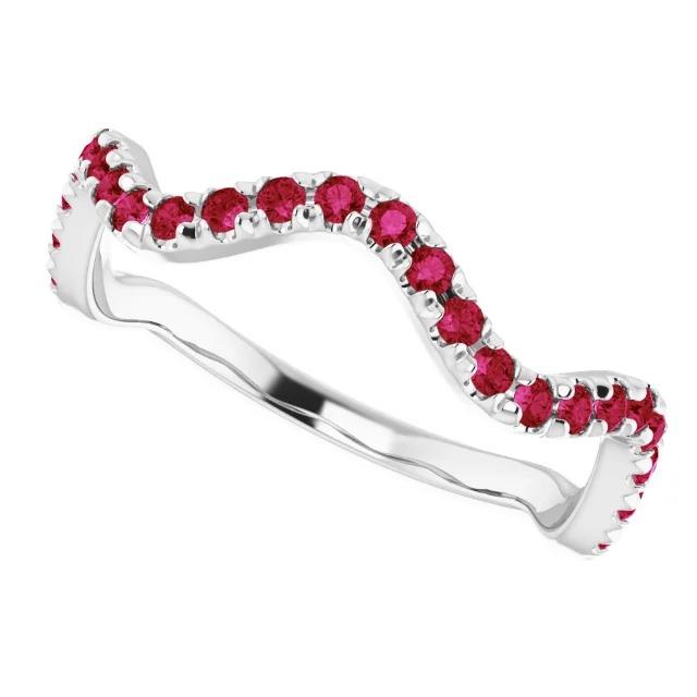 3 Carats Ring Freeform Shank Ruby Stones White Gold 14K - Gemstone Ring-harrychadent.ca