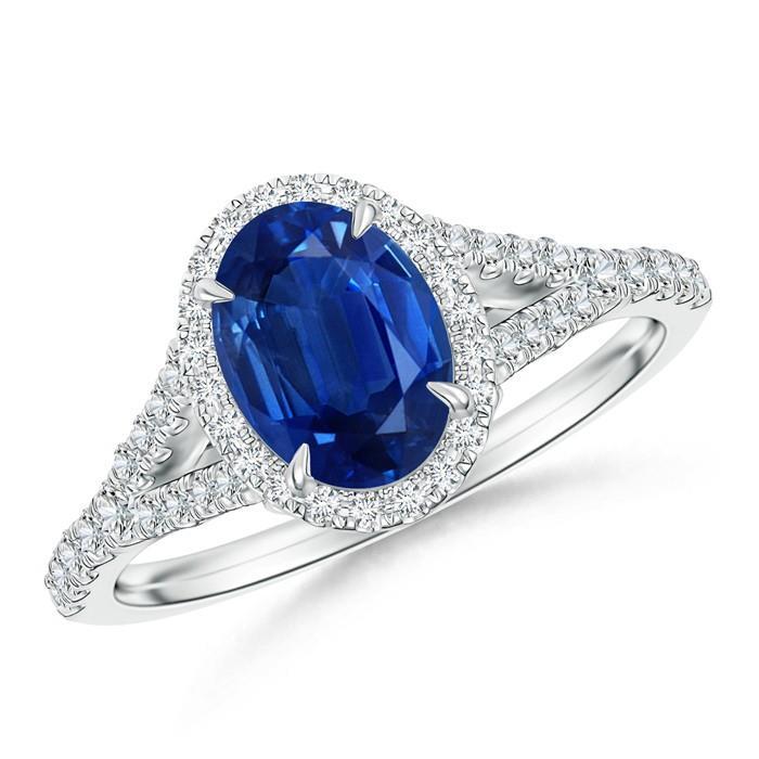 3 Ct Sapphire And Diamonds Ring White Gold 14K Prong Set - Gemstone Ring-harrychadent.ca