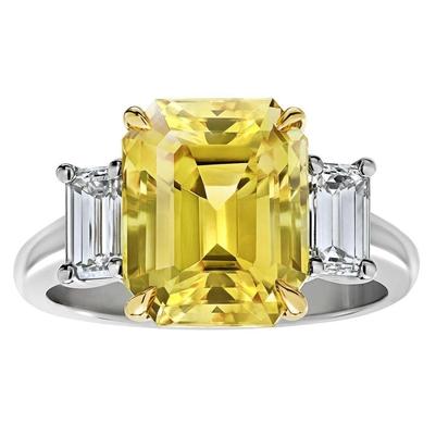 3 Stone 4.50 Carats Yellow Sapphire & Diamonds Wedding Ring Gold 14K - Gemstone Ring-harrychadent.ca