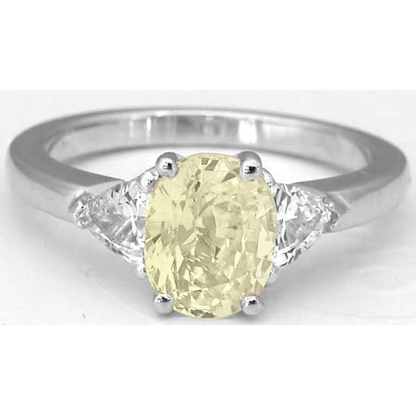 3 Stone 4.50 Ct. Oval Yellow Sapphire And Diamonds Ring White Gold - Gemstone Ring-harrychadent.ca