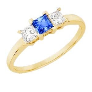 3 Stone Diamond Anniversary Gemstone Ring 2 Carats Yellow Gold 14K - Gemstone Ring-harrychadent.ca