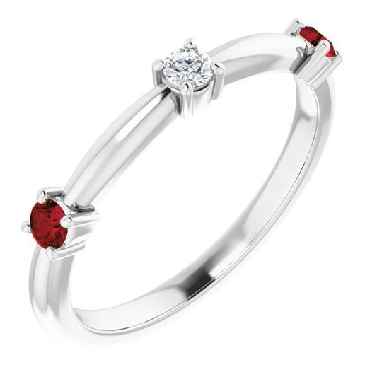 3 Stone Diamond Ring 0.90 Carats Burma Ruby Women Jewelry - Gemstone Ring-harrychadent.ca