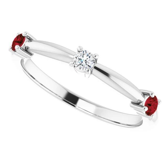 3 Stone Diamond Ring 0.90 Carats Burma Ruby Women Jewelry - Gemstone Ring-harrychadent.ca