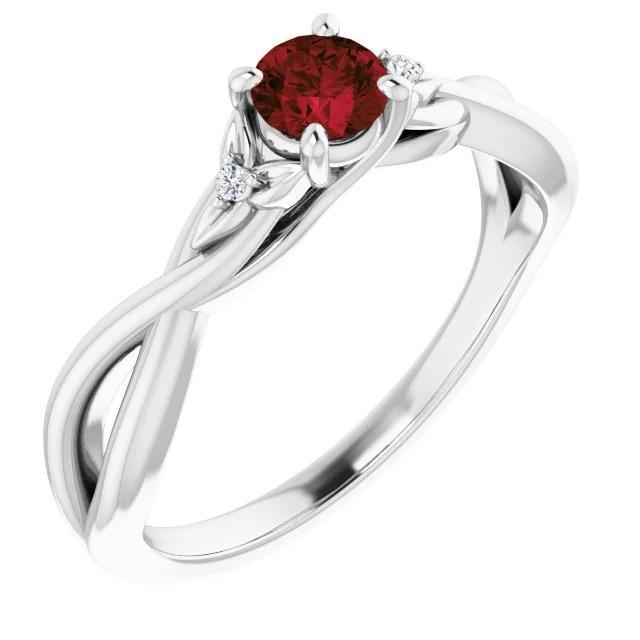 3 Stone Diamond Ruby Ring 0.54 Carats Twist Claw Prong Set Jewelry - Gemstone Ring-harrychadent.ca