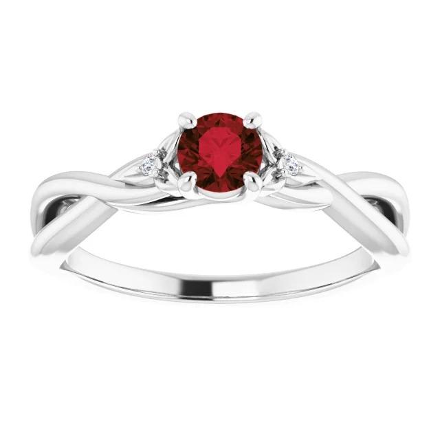 3 Stone Diamond Ruby Ring 0.54 Carats Twist Claw Prong Set Jewelry - Gemstone Ring-harrychadent.ca