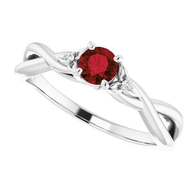 3 Stone Diamond Ruby Ring 0.54 Carats Twist Claw Prong Set Jewelry - Gemstone Ring-harrychadent.ca