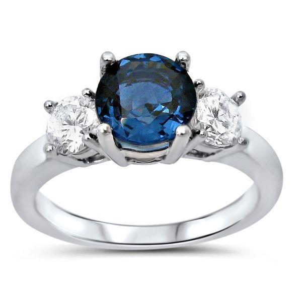 3 Stone Oval Sapphire With Round Diamonds Ring 4 Ct White Gold 14K - Gemstone Ring-harrychadent.ca